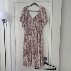 Torrid Floral Textured dress in Red and Cream